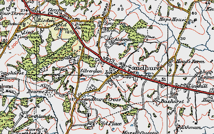 Old map of Sandhurst in 1921