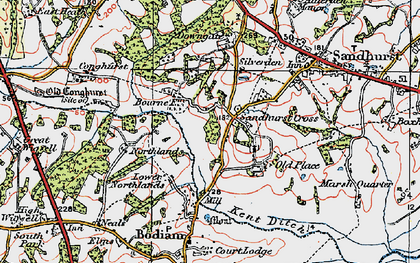 Old map of Sandhurst Cross in 1921