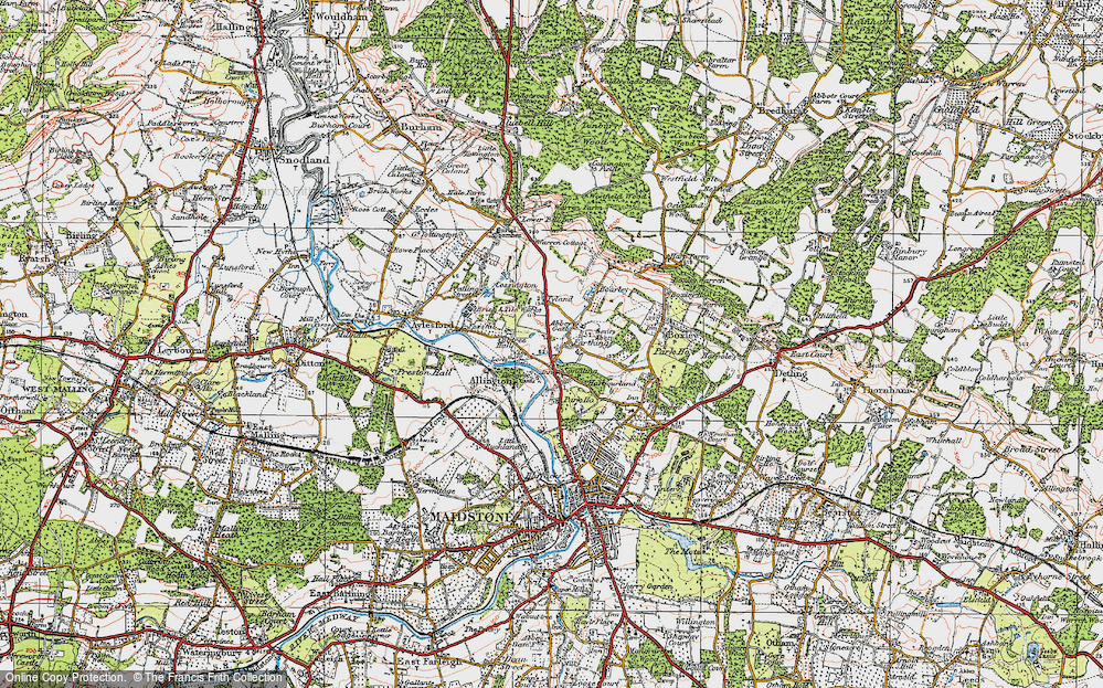 Old Map of Sandling, 1921 in 1921