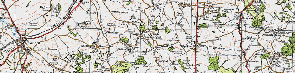 Old map of Sandon in 1920
