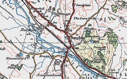 Old map of Sandon in 1921