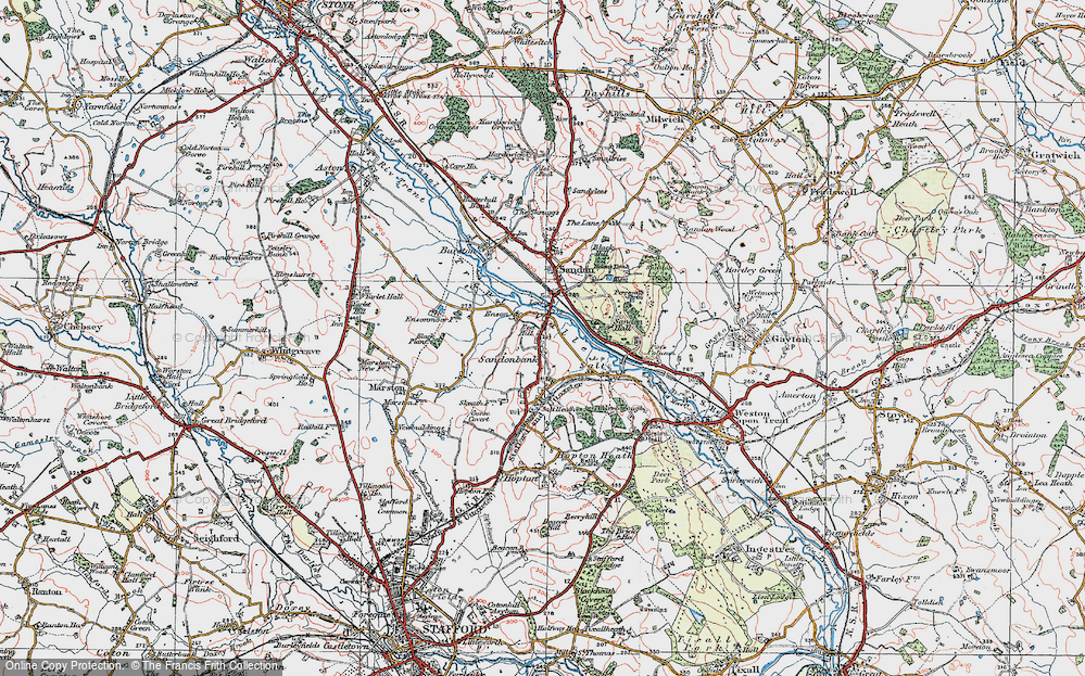 Old Map of Historic Map covering Enson in 1921