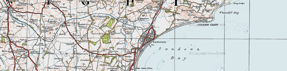 Old map of Sandown in 1919