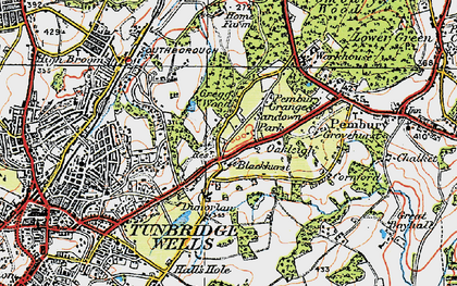 Old map of Sandown Park in 1920