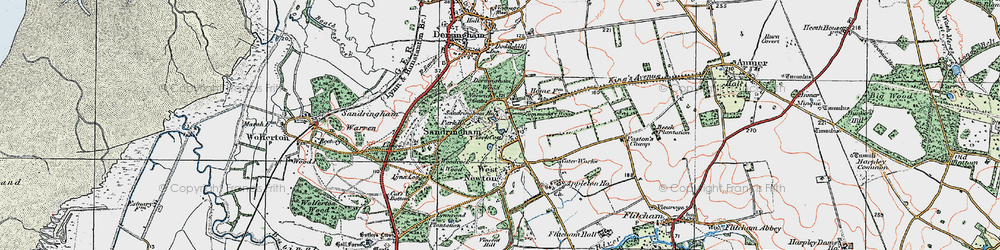 Old map of Sandringham in 1921