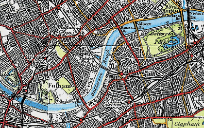 Old map of Battersea Reach in 1920