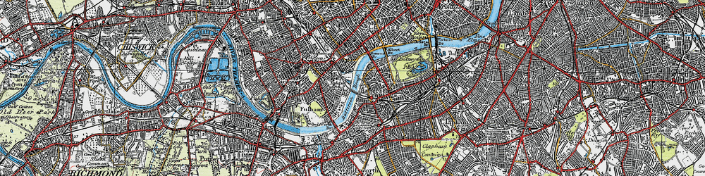 Old map of Battersea Reach in 1920