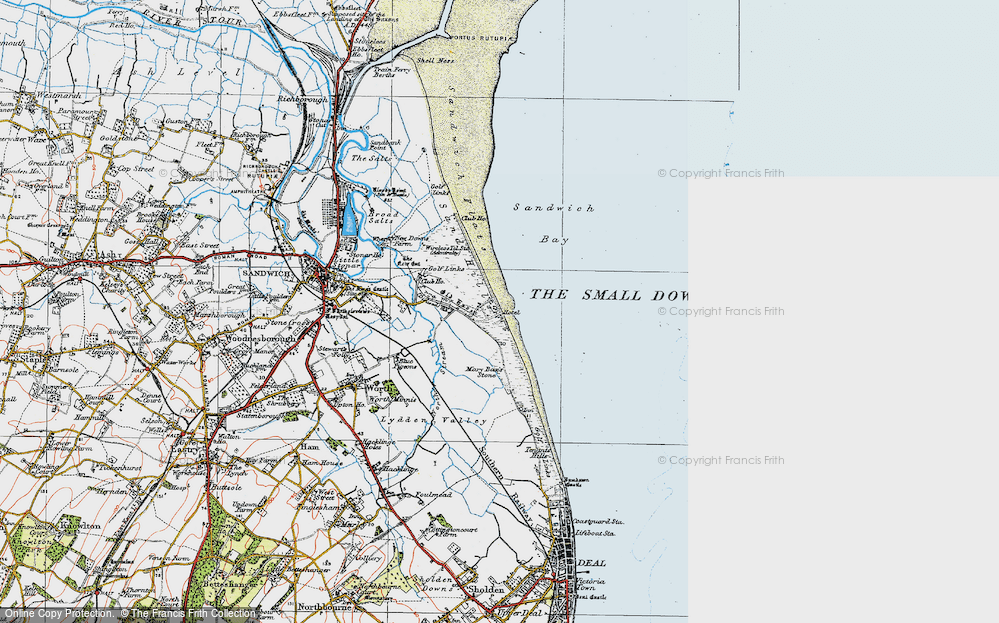 Old Map of Historic Map covering Sandwich Bay in 1920