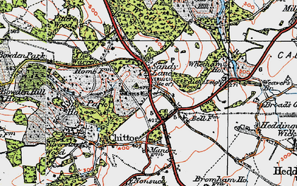 Old map of Sandy Lane in 1919