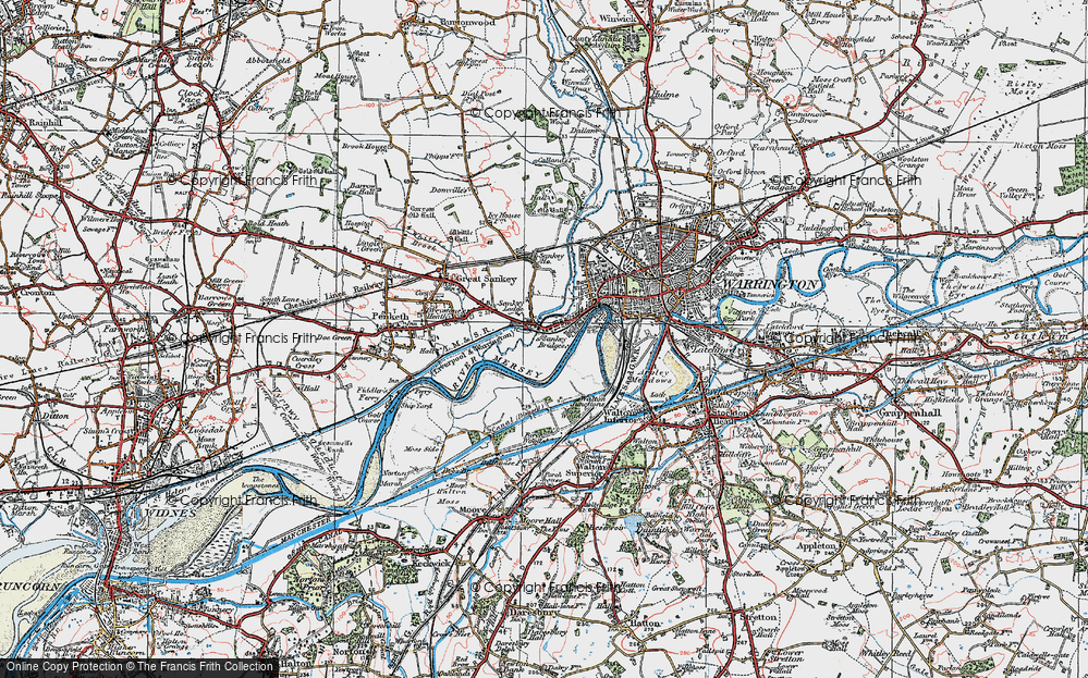 Old Map of Sankey Bridges, 1923 in 1923