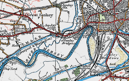 Old map of Sankey Bridges in 1923