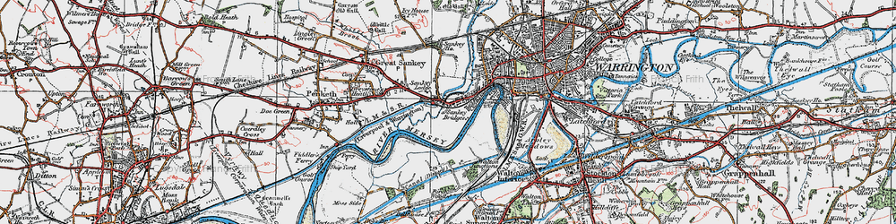 Old map of Sankey Bridges in 1923