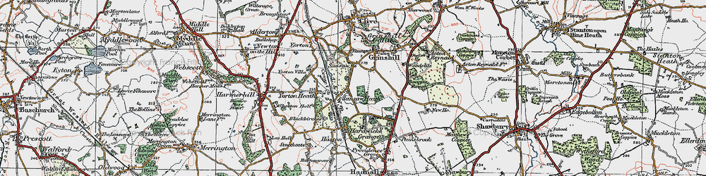 Old map of Shropshire Way in 1921