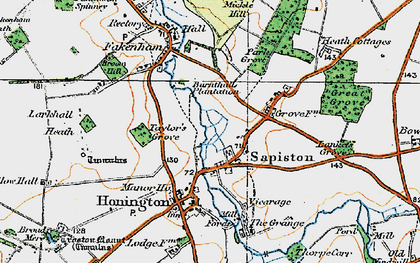 Old map of Sapiston in 1920