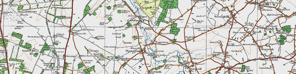 Old map of Sapiston in 1920