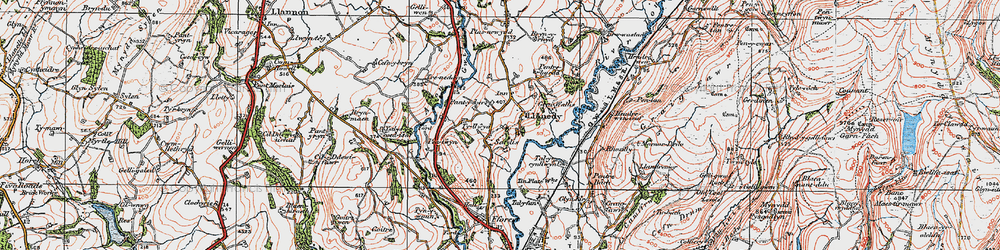 Old map of Ystlys-y-coed-uchaf in 1923