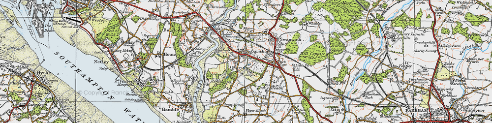 Old map of Sarisbury in 1919