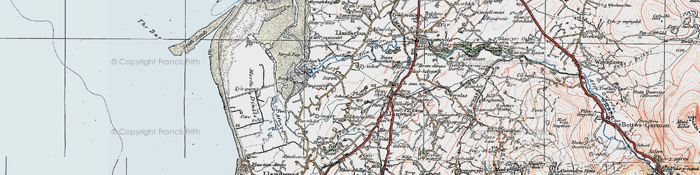 Old map of Afon Gwyrfai in 1922