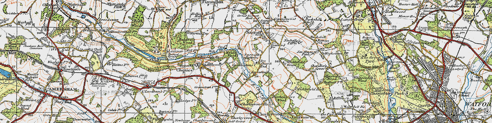 Old map of Sarratt Bottom in 1920