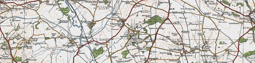 Old map of Sarsden in 1919