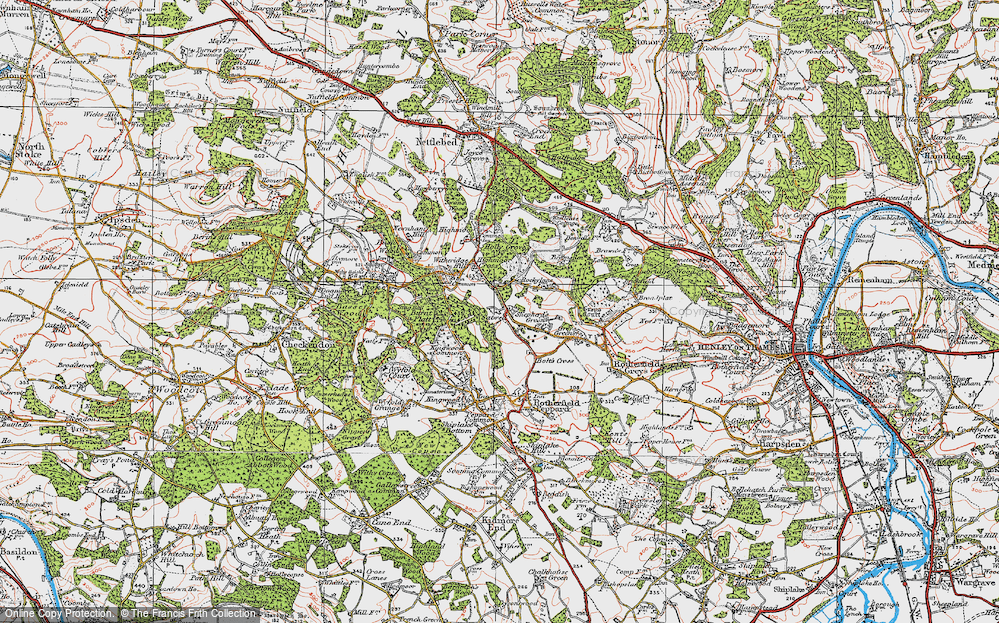 Old Map of Historic Map covering Burnt Platt in 1919