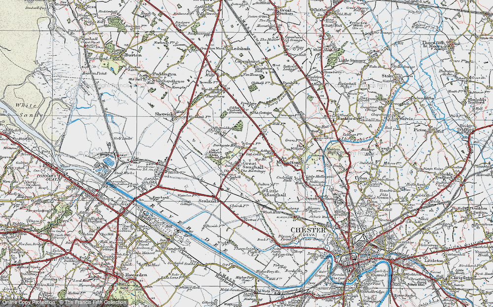 Old Map of Historic Map covering Astbury Ho in 1924