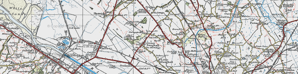 Old map of Saughall in 1924