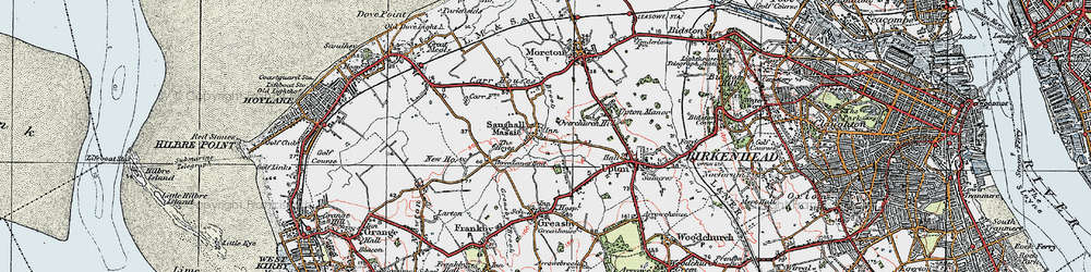 Old map of Saughall Massie in 1923