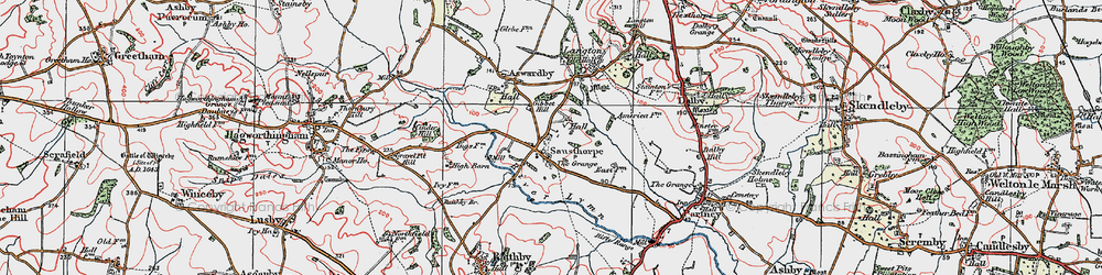Old map of Sausthorpe in 1923
