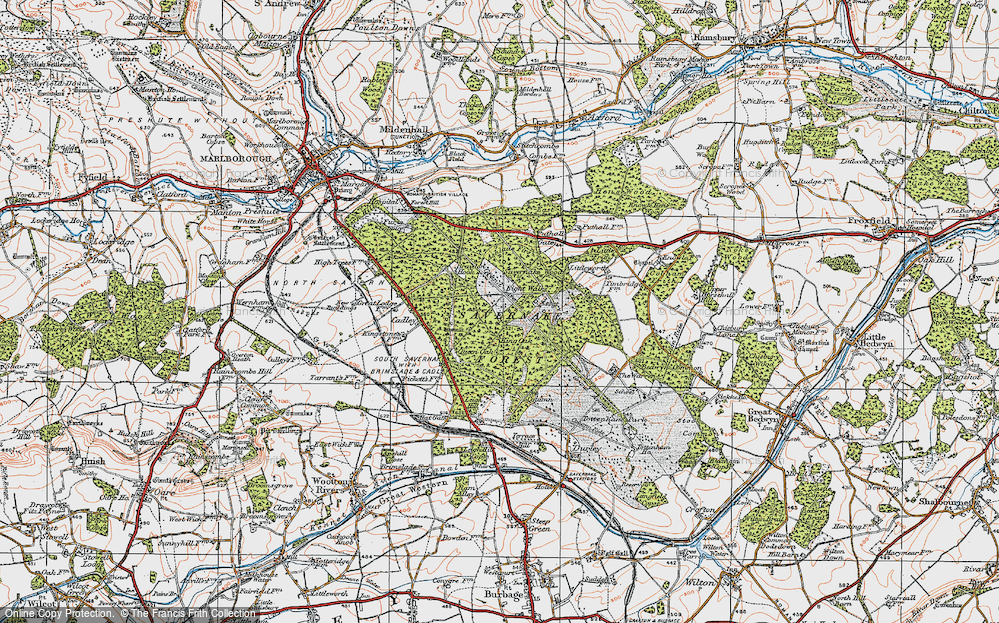 Old Map of Historic Map covering Ashlade Firs in 1919