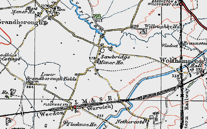 Old map of Sawbridge in 1919