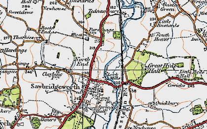 Old map of Sawbridgeworth in 1919