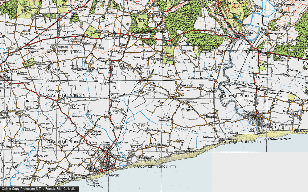 Old Map of Historic Map covering Barnham Court in 1920