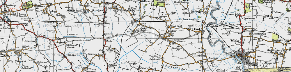 Old map of Barnham Court in 1920