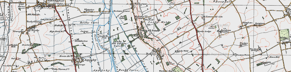 Old map of Bonby Carrs in 1924