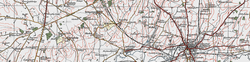 Old map of Saxelbye in 1921