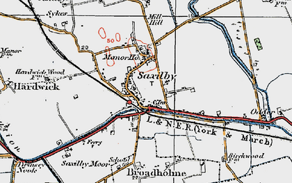 Old map of Saxilby in 1923