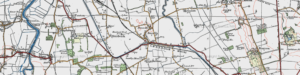 Old map of Saxilby in 1923