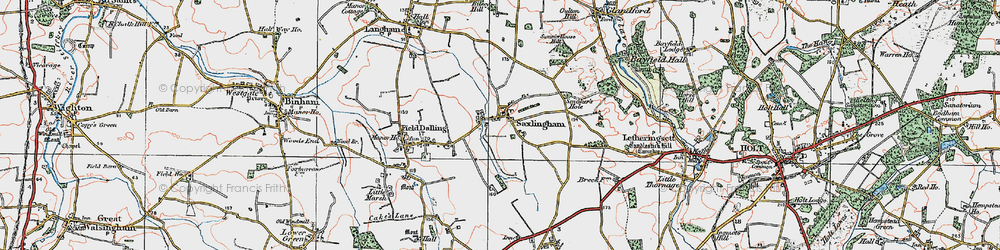 Old map of Saxlingham in 1921