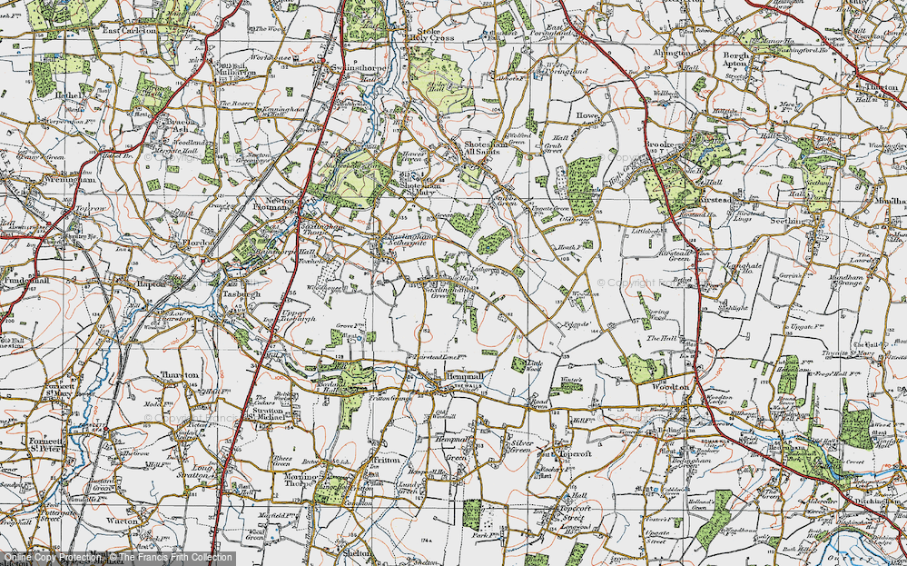 Old Map of Saxlingham Green, 1922 in 1922