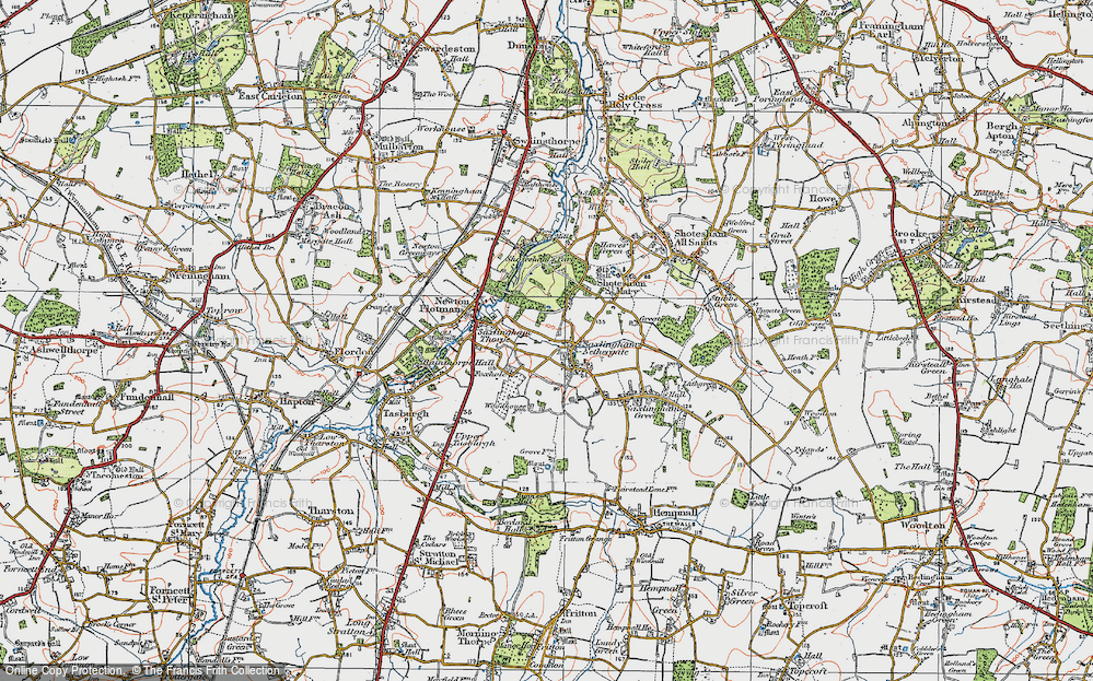 Old Map of Saxlingham Nethergate, 1922 in 1922