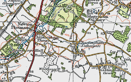 Old map of Saxlingham Nethergate in 1922