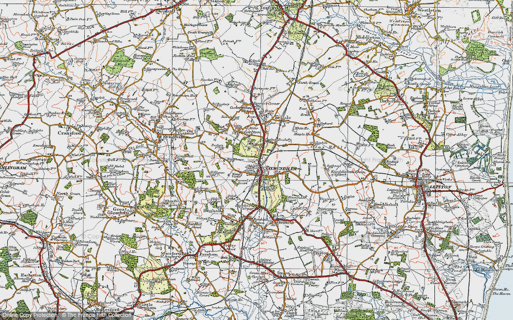 Old Map of Saxmundham, 1921 in 1921