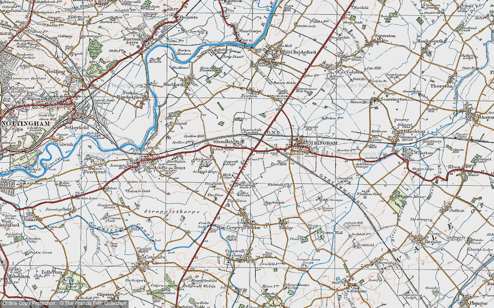 Old Map of Historic Map covering Toot Hill in 1921