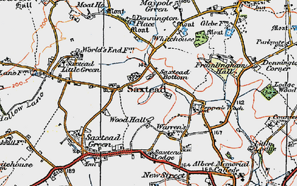 Old map of Saxtead in 1921
