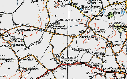 Old map of Saxtead Little Green in 1921