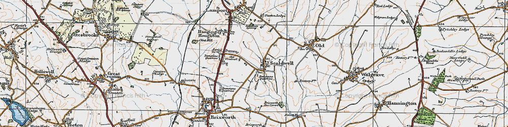 Old map of Brixworth Fox Covert in 1919