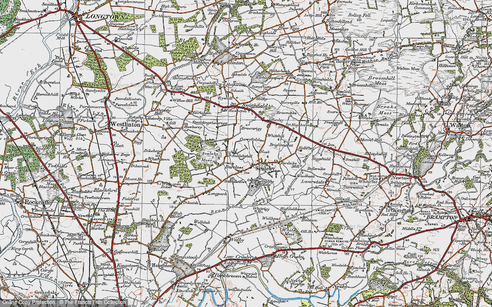 Old Map of Historic Map covering Brightenflat in 1925