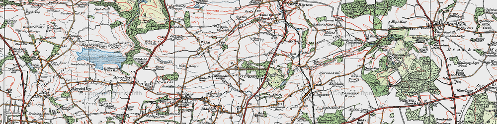 Old map of Scarcroft in 1925