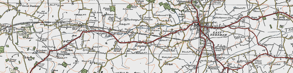 Old map of Scarning in 1921